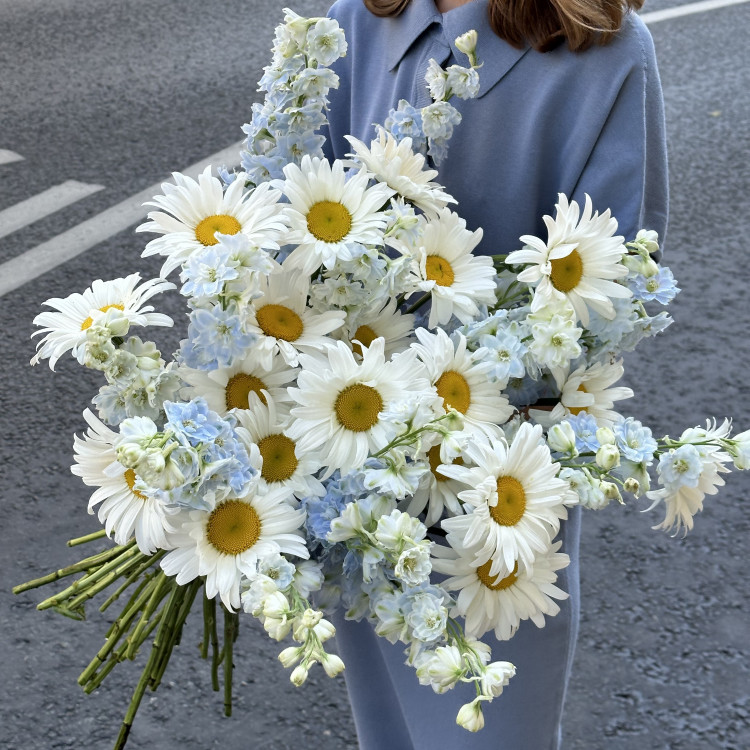 Дельфиниум LIGHT BLUE & Ромашки